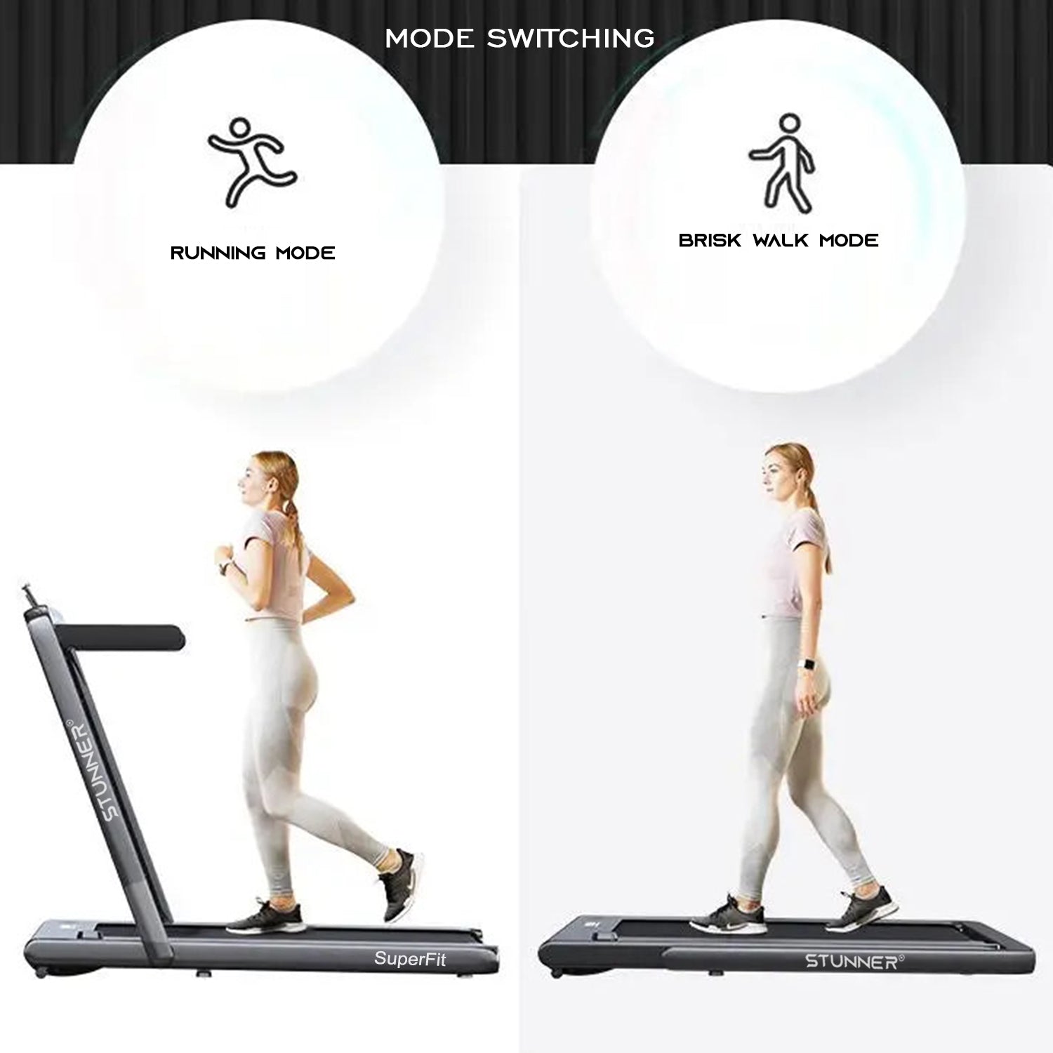 Stunner Fitness Superfit 2.25HP (4.0HP Peak) 2 in 1 Motorised Treadmill, MP3, Smart Phone App,for Cardio Workout at Home